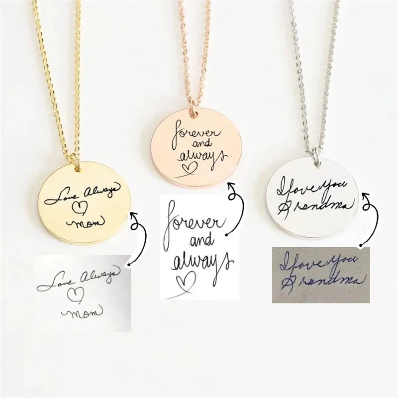 

Customize Engraved Handwriting Pattern Necklace Personalized Actual Handwritten Signature Necklace For Women Gift Jewelry