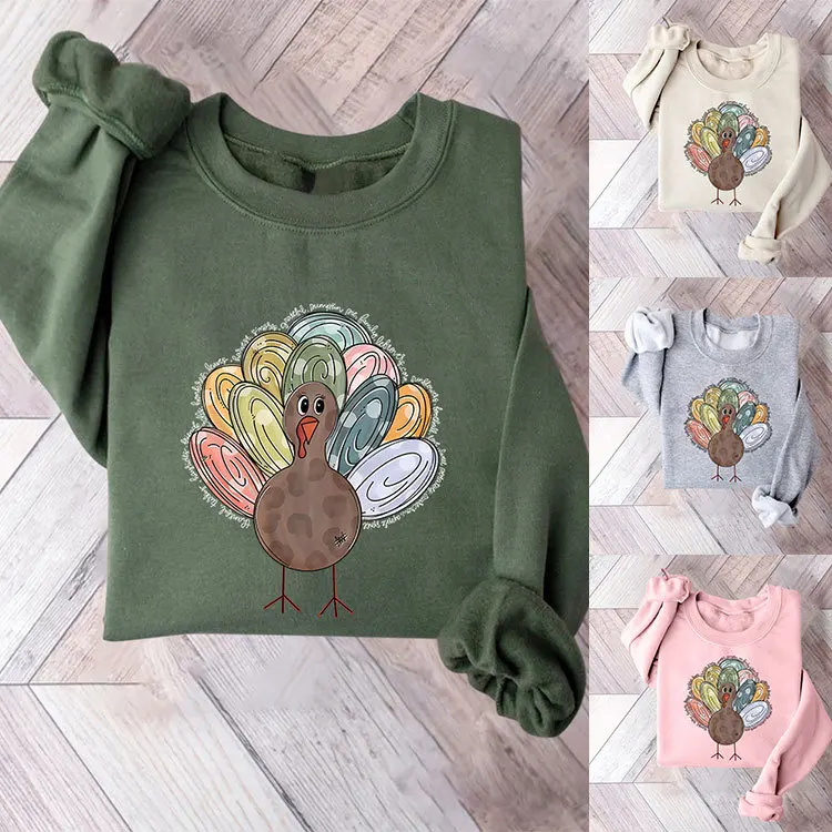 Новинка Осень-Зима Толстая теплая толстовка с круглым вырезом благодарный принт