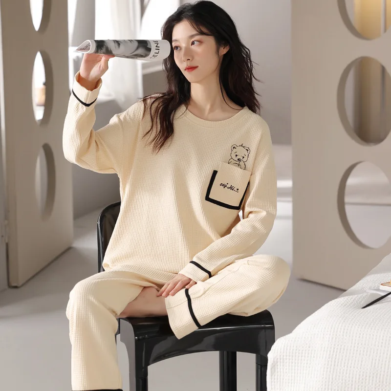 Thick Models Of Autumn And Winter Cotton Women's Pajamas Casual Pullover Ladies  Home Wear Sleepwear Sets