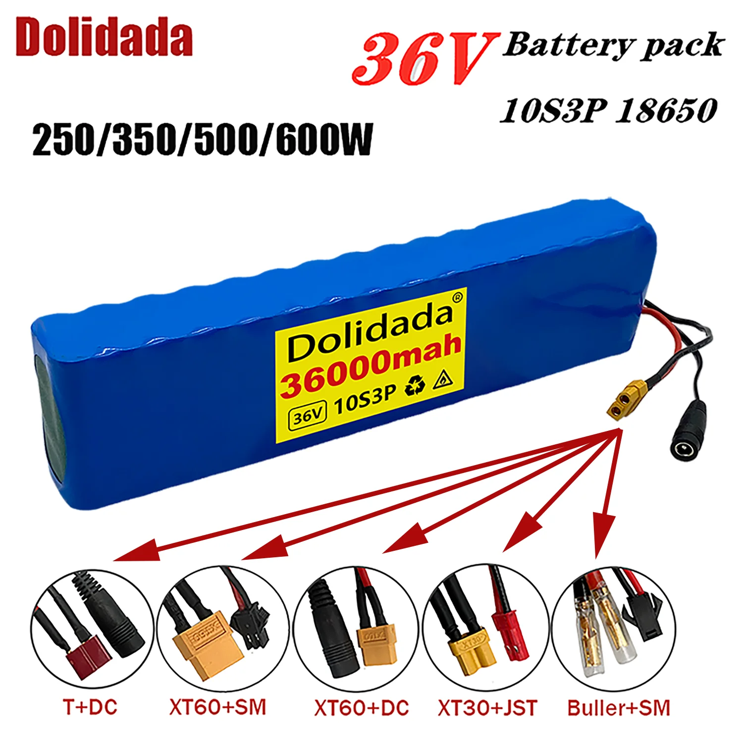 

36V 36Ah 18650 Rechargeable Lithium Battery Pack 10S3P 600W Power Modified Bicycle Scooter Electric Vehicle with BMS