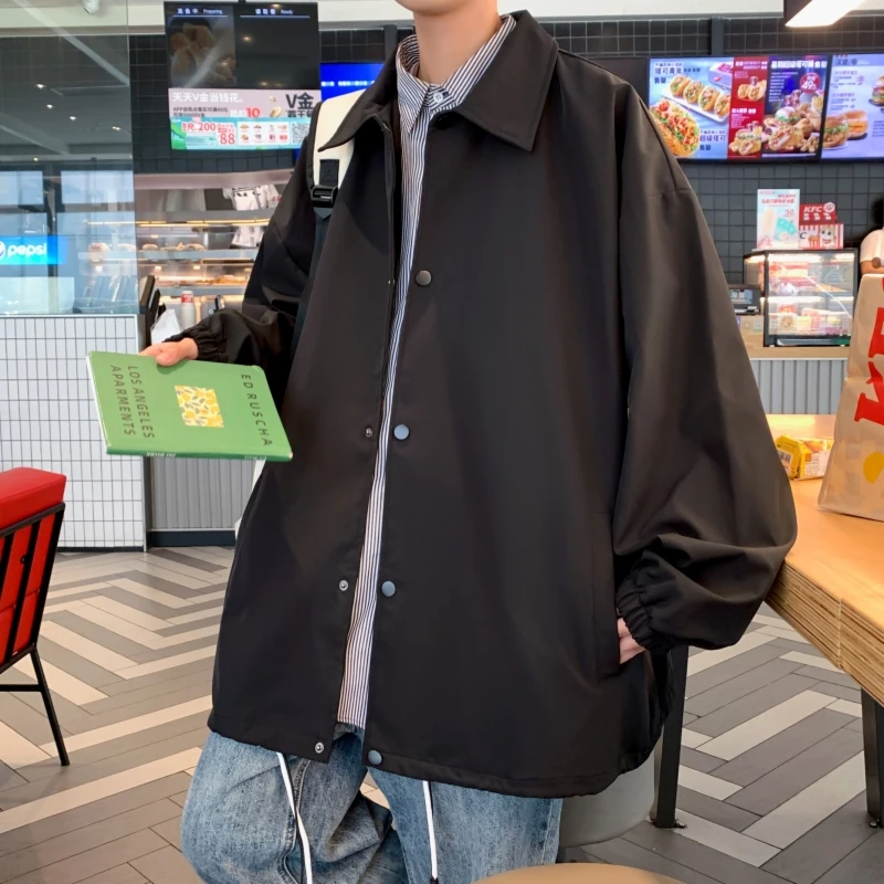 

Куртка мужская Тонкая однобортная, уличная одежда, повседневный однотонный легкий бомбер в стиле ретро, весна-осень