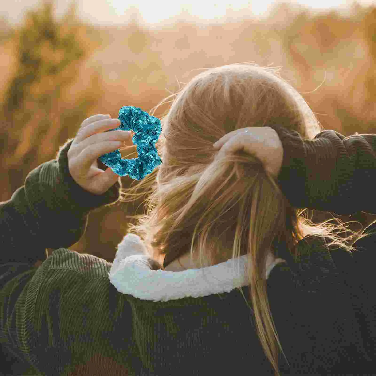 Рождественская резинка для волос с блестками держатель хвоста флуоресцентные