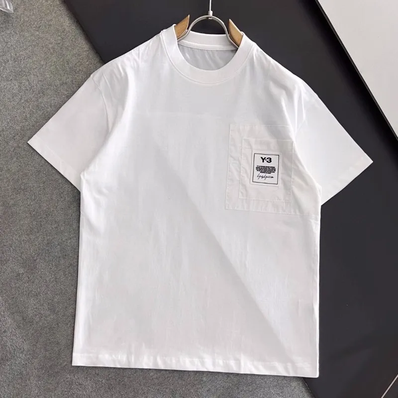 

Yohji Yamamoto Y-3 chest pocket design round neck short sleeve T-shirt men and women summer back large print