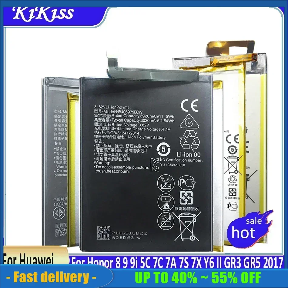 HB 366481 Аккумулятор ECW для Huawei Ascend G9 P8 P9 P10 P20 P30 Pro Nova lite plus/для Honor 8 9 9i 5C 7C 7A 7S 7X/Y6 II/GR3 GR5