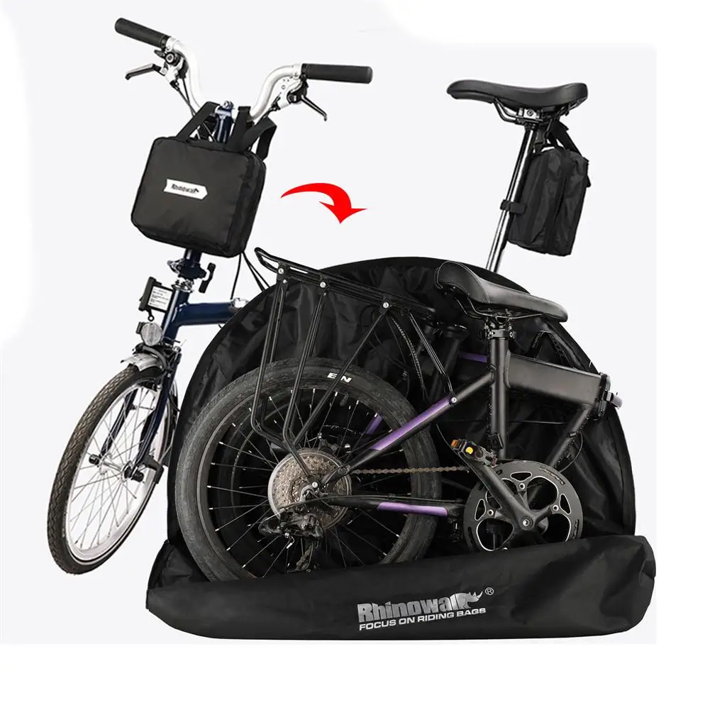 

20 Inch Folding Bike Bag Reinforced 600D Oxford Cloth Bicycle Travel Case Transport Bag With Densed Handles Storage Basket Pouch
