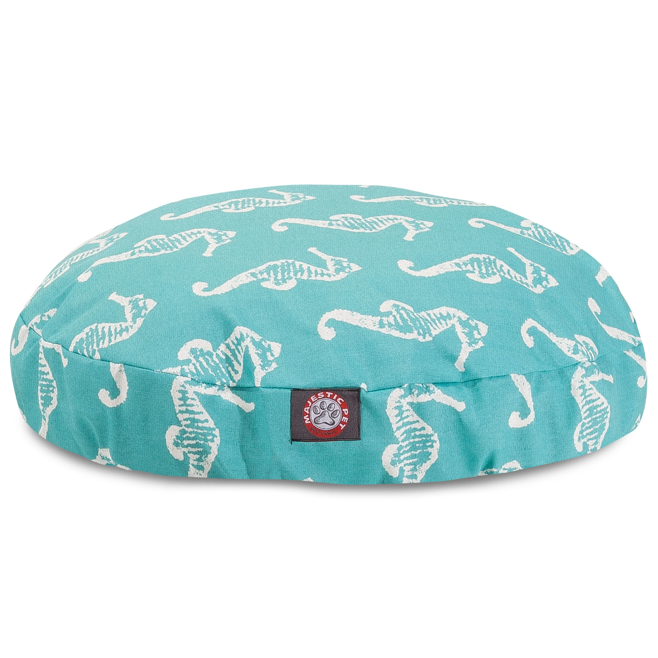 

HMTX | Sea Horse Round Pet Bed For Dogs, Removable Cover, Teal, Large