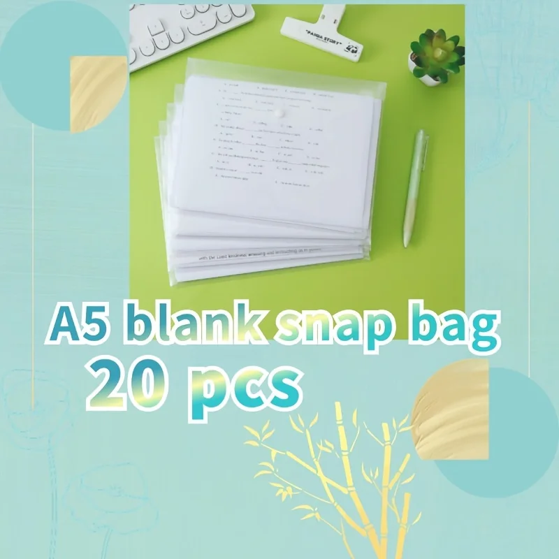 

Водонепроницаемые прозрачные конверты А5 с кнопкой, набор из 20 штук