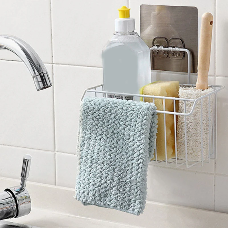 

Hanging Storage Rack Kitchen Rag Dish Cloth Sponge Holder Storage Basket Bathroom Shampoo Towel Drain Rack Kitchen Organizer