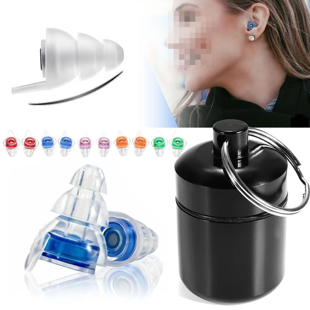 

pair of soft silicone reusable earplugs, professional ear protection, noise reduction, sleep, DJ bar, band sports ear plugs