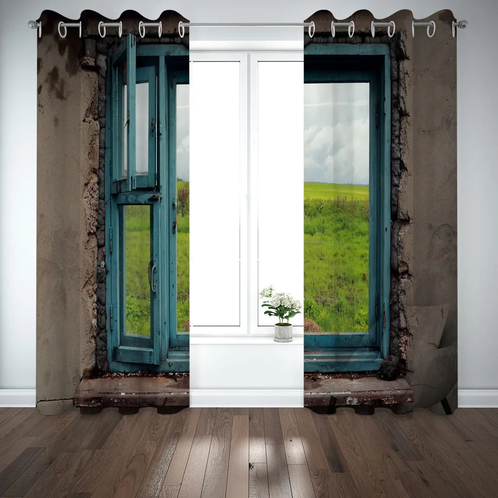 Customized Curtain Window Living Room Vintage Shabby Blue Windows Luxury Curtains In The Kids Bedroom Hall Treatments Kitchen D