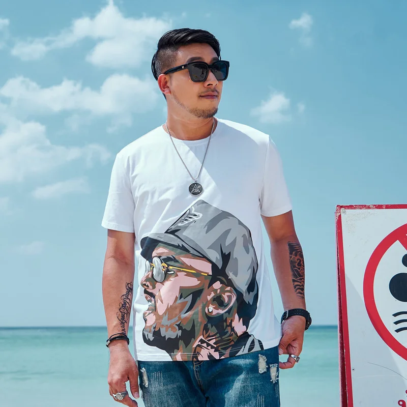 

Men's Hip Hop T Shirts Fashion Graffiti Printed T-Shirts Summer Top Tees for Big Tall Men 5XL 6XL 7XL Bust 138cm 140kg Men