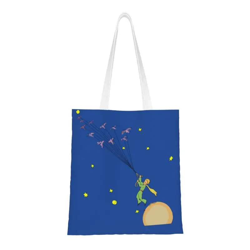 

The Little Prince Birds And Stars Grocery Shopping Bag Custom Print Canvas Shopper Tote Shoulder Bags Le Petit Prince Handbag