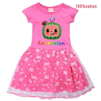 girls clothes cute cartoons watermelon baby print princess dress children cotton short sleeve t shirt tulle dresses