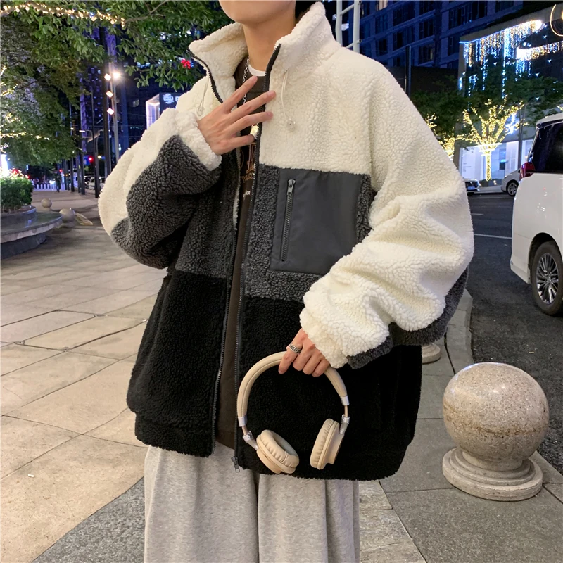 2023 Winter New Men's Faux Fur Coat Stand Collar Long Sleeve High Quality Comfortable Jacket for Male Fit Size Clothing E26
