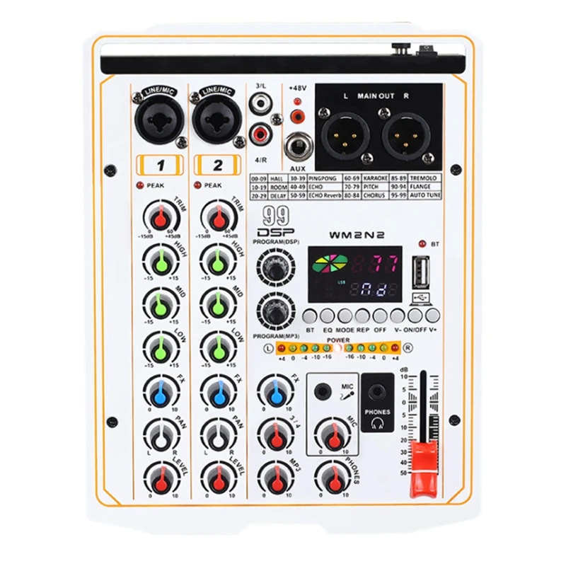 

4 Channel USB Bluetooth +48V Power Stereo Sound Card Audio Mixer Sound Board Console Desk System Interface