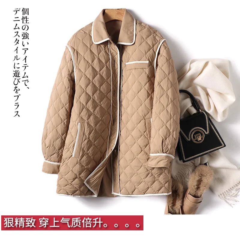 High-quality Abrigos Mujer Invierno 2022 90% White Goose Down Long Autumn/Winter Vintage Thin Down Jacket Women Coats