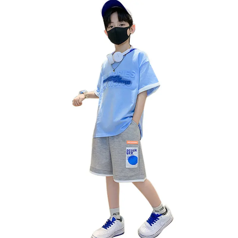 

Summer 2022 Newest Boys Clothing Sets Children Short Sleeve T-shirt + Shorts 2PC Casual Kids Teen Boys Outfits 6 8 10 12 14Years
