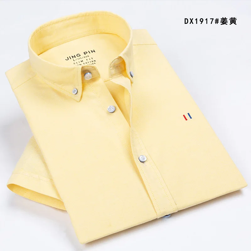 

2022 new High-grade cotton oxford shirt men's young and middle-aged summer solid color casual ruffian shirt harajuku shirt
