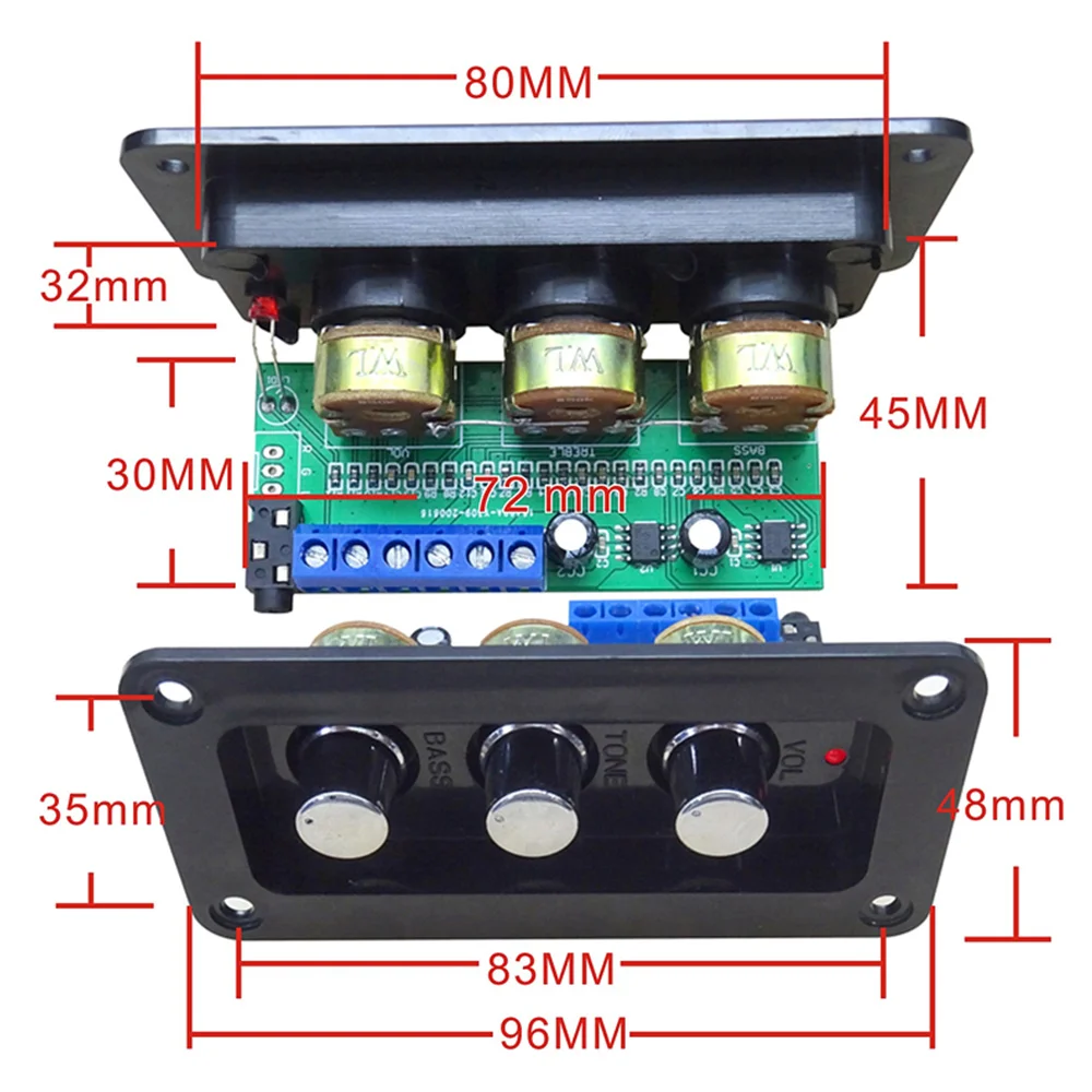 

Digital Power Amplifier Audio Board 2X20W Class D Stereo Sound Amplifiers Treble Bass Adjustment Home Theater DIY