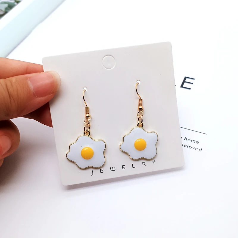 New Trendy Poached Egg Dangle Earrings Funny Korean Yellow Fried Egg Earrings Fashion Jewelry for Women Gift for New Year B-10