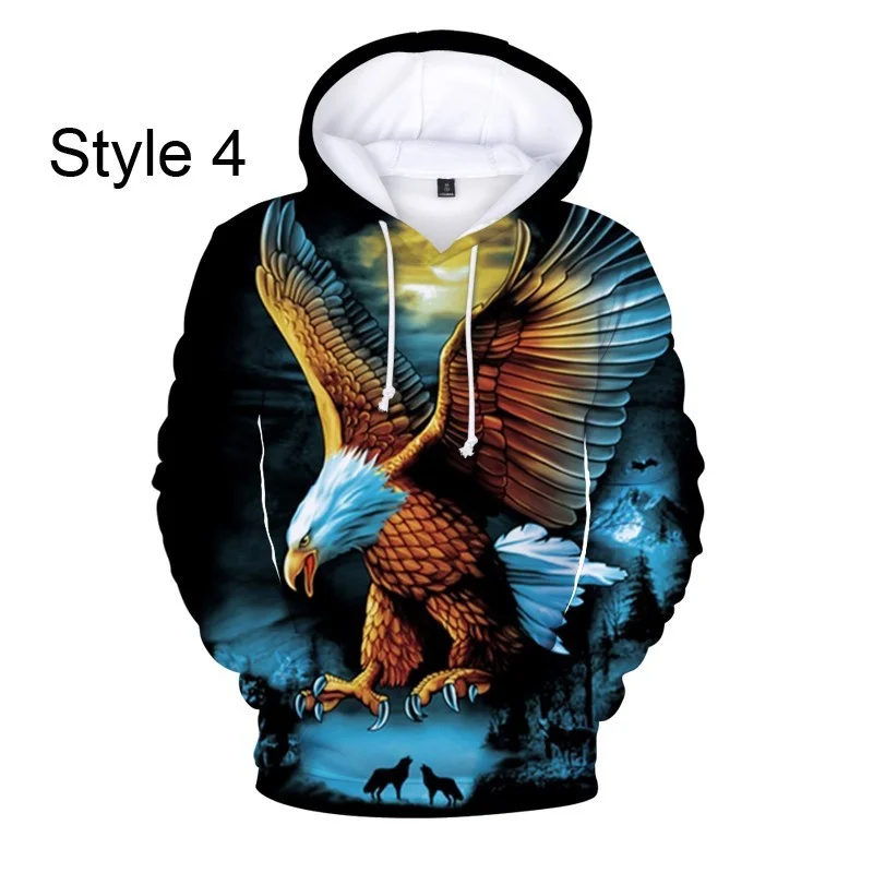 Hot Eagle 3D Hoodies Mens Autumn Winter Casual Digital Print Sweatshirt Eagle Pattern Pullovers