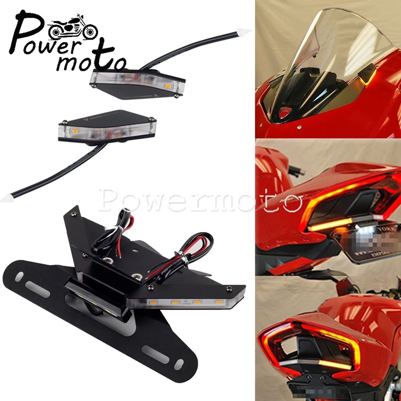 

Tail Tidy Fender Eliminator Licence Plate Bracket For Ducati Panigale Streetfighter V4 V4R/S V2 Mirror Block Off LED Turn Signal