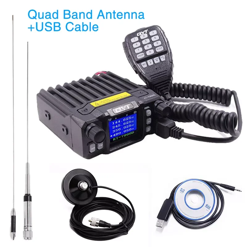 Enlarge KT-7900D Quad Band 136-174MHz/220-260MHz/350-390MHz/400-480MHZ 25W Mobile Radio 200 Channels Colorful Screen Car Radio