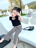 childrens clothes set summer girls clothes 2pcs cotton fabric short sleeve t shirt anti mosquito pants girls casual suits
