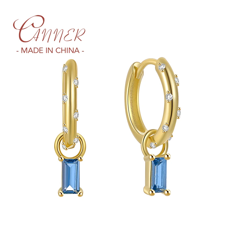 

CANNER Exquisite Gold Color Earrings 925 Sterling Silver Colorful French Bread Zircon Drop Earring For Lovers' Wedding Jewelry