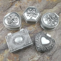 rectangle vintage metal jewelry box heart shaped trinket gift box wedding ring box jewelry storage case gift for women girls