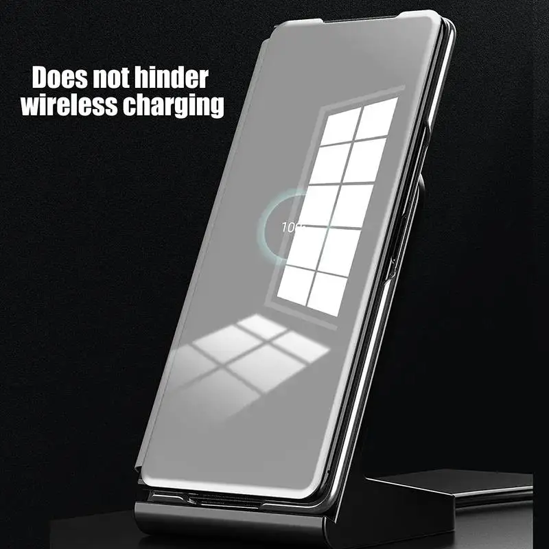 Роскошный кожаный флип-чехол для Samsung Galaxy Z Fold 6 5 4 3 защитный чехол с умным зеркалом