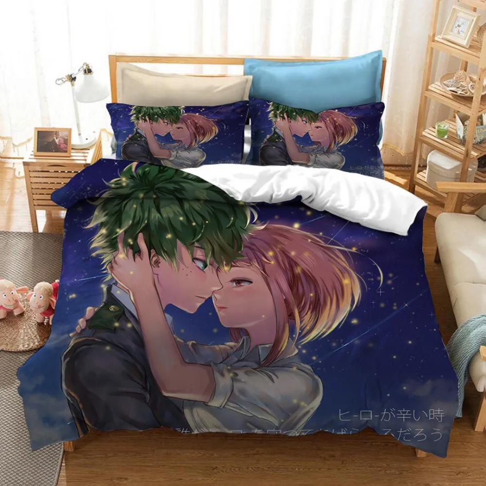 

Anime Comforter Bedding Set 3D Print Duvet Covers Textile Luxury Cartoon Queen King Size Kids My Hero Academia Pillowcases Home