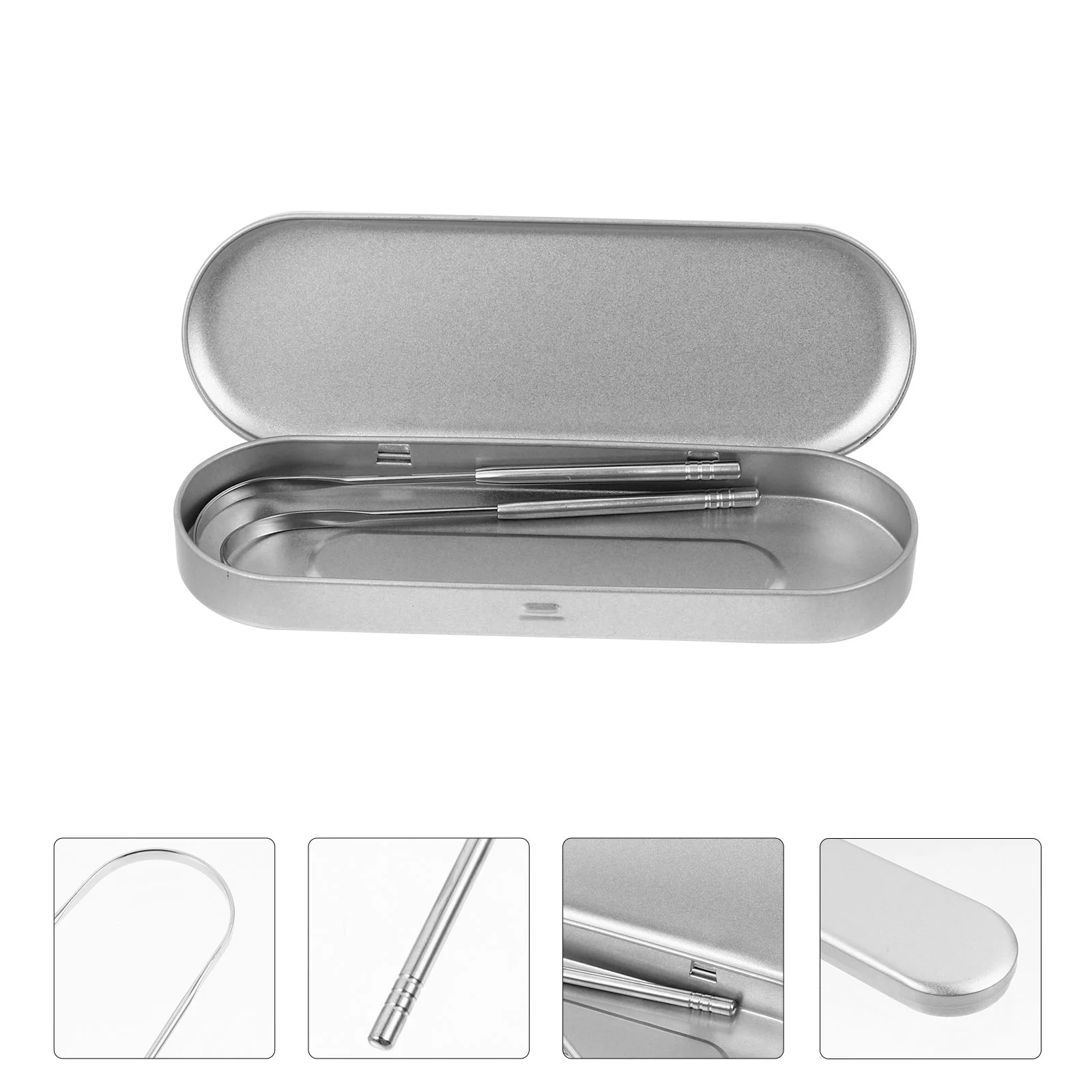 

2pcs U Shape Durable Practical Tongue Cleaning Brush Stainless Steel Tongue Cleaner with Iron Box