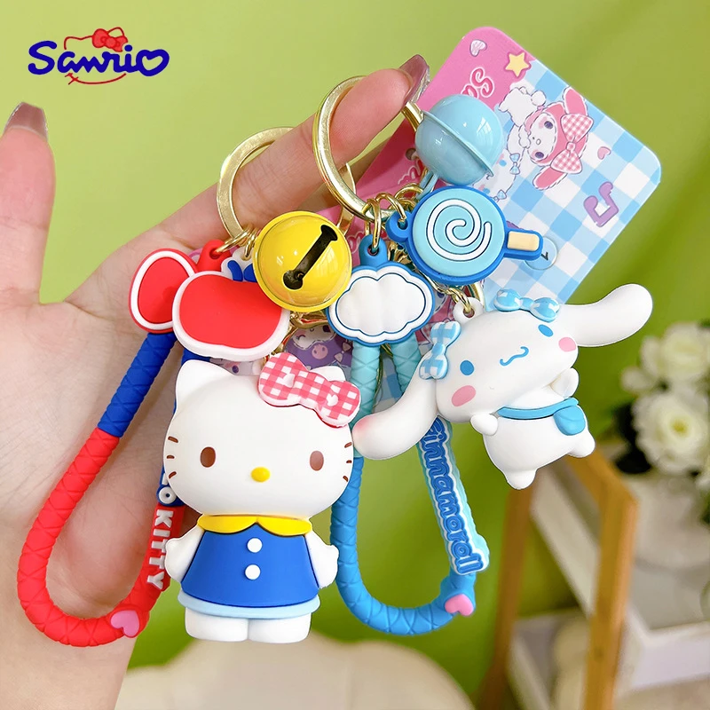 

Genuine Key Chain Sanrio Kawaii Car Key Ring Mymelody Kuromi Cinnamoroll Hellokitty Children's Backpack Pendant Decorative Gifts