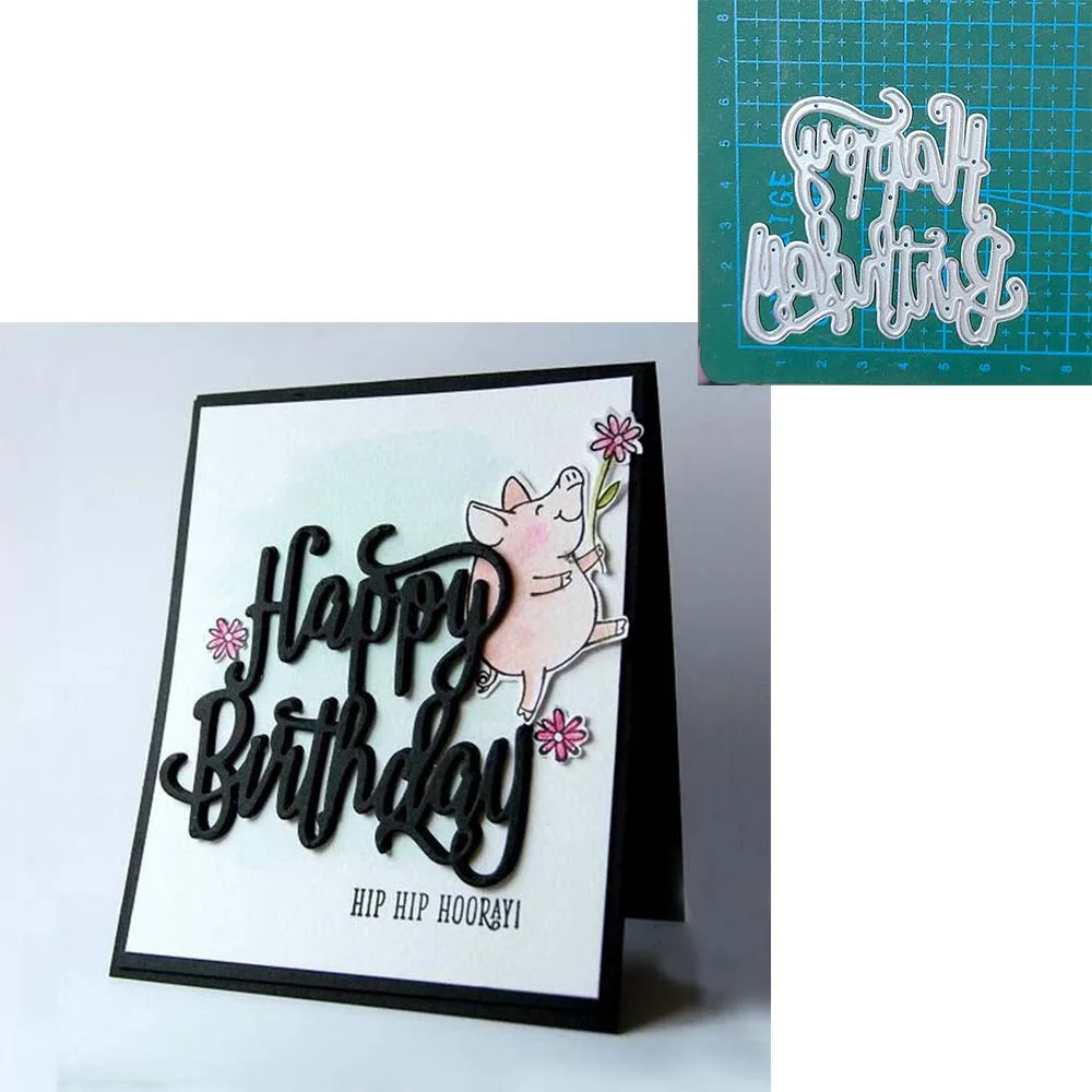 

Happy Birthday Metal Cutting Dies Stencil Embossing Scrapbooking Paper Card Making DIY Photo Album Decor Blade Punch