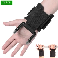 tcare 2pcs adjustable steel hook grips straps weight lifting strength training gym fitness wrist support lift strap pull up hook