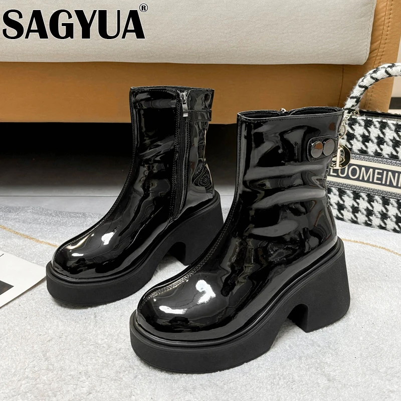 Женские ботильоны на высоком каблуке платформе кожаная обувь дизайнерские