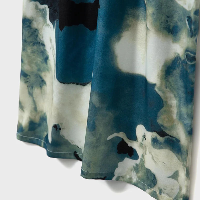 High Quality Ink Printing and Dyeing Pieding 6A Silk Stretch Satin Anti-Wrinkle Hand-Painted Skirt Spring New