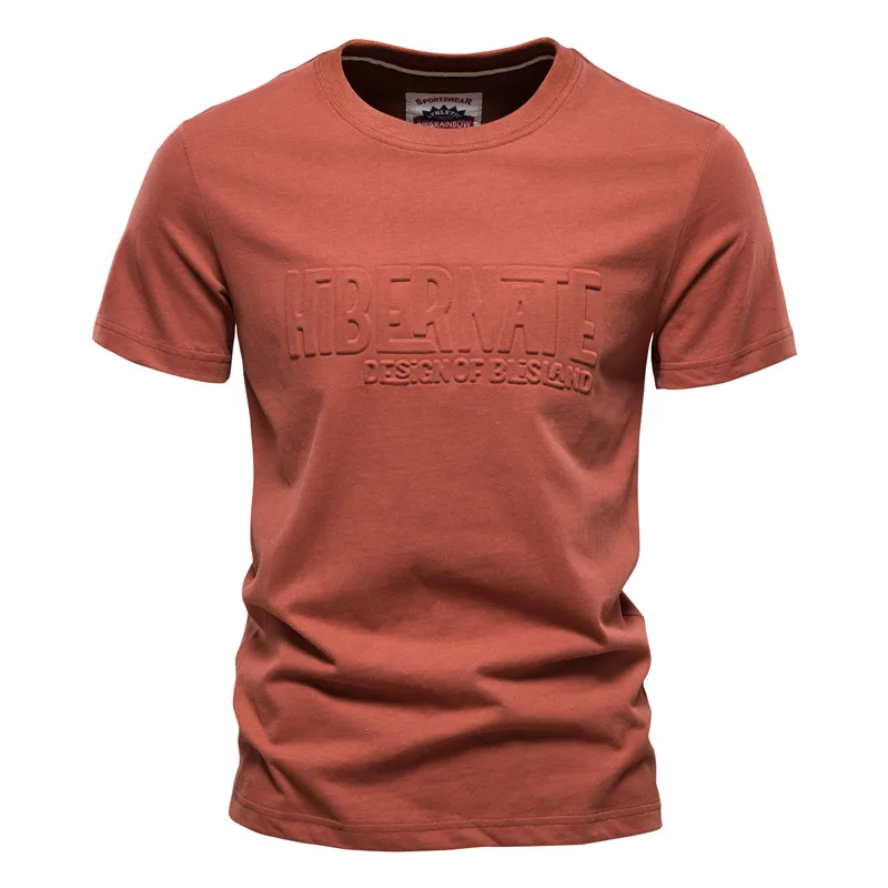 

Sanding T Shirt for Men Retro Style 100% Cotton O-neck Solid Color Top Tees Men Summer Quality Printed T Shirts Mens