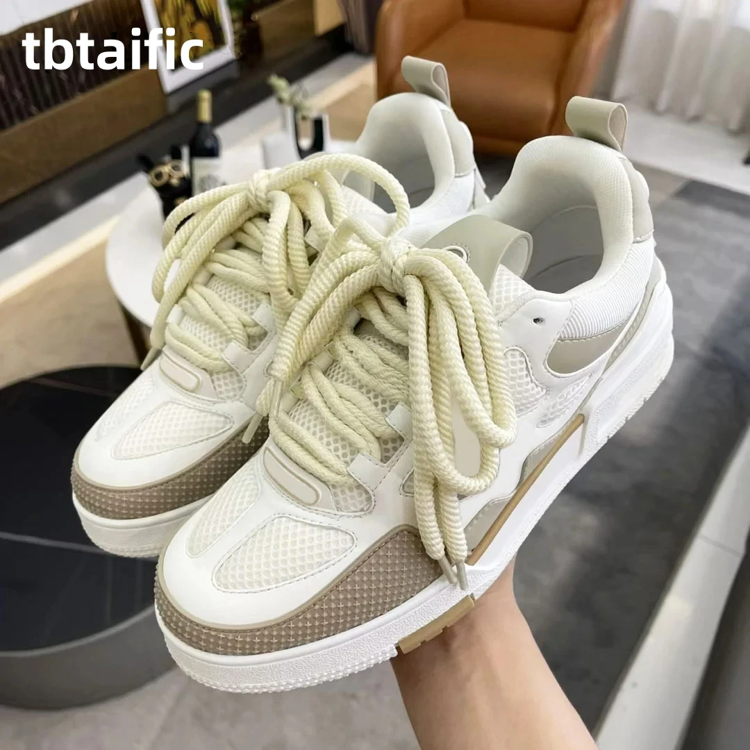 

Sneakers Women Men Thick Sole Lace Up Running Shoes High quality For Male Unisex Mixed Color Casual Sports Shoes Woman 2023