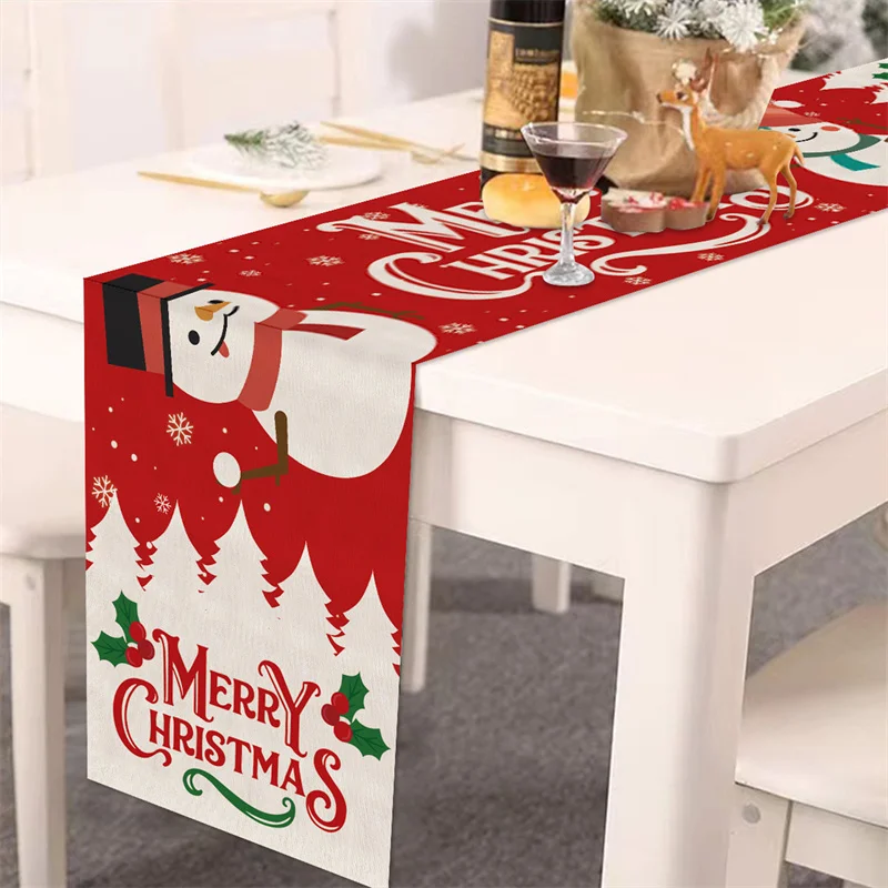 

Christmas Polyester Table Runner Table Flag Christmas Decoration Home Product Christmas Gift Linen Print Insulated Table Cloth