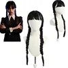 Wednesday Cosplay Accessories Wig Long Black Braids Hair Heat Resistant Synthetic Wigs with Bangs for Halloween Party 1