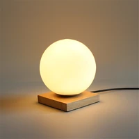 Modern Simple Glass Table Lamp Creative Square Wooden Base Table Lamps Bedroom Bedside Decoration Round Home Decor Desk Lamps