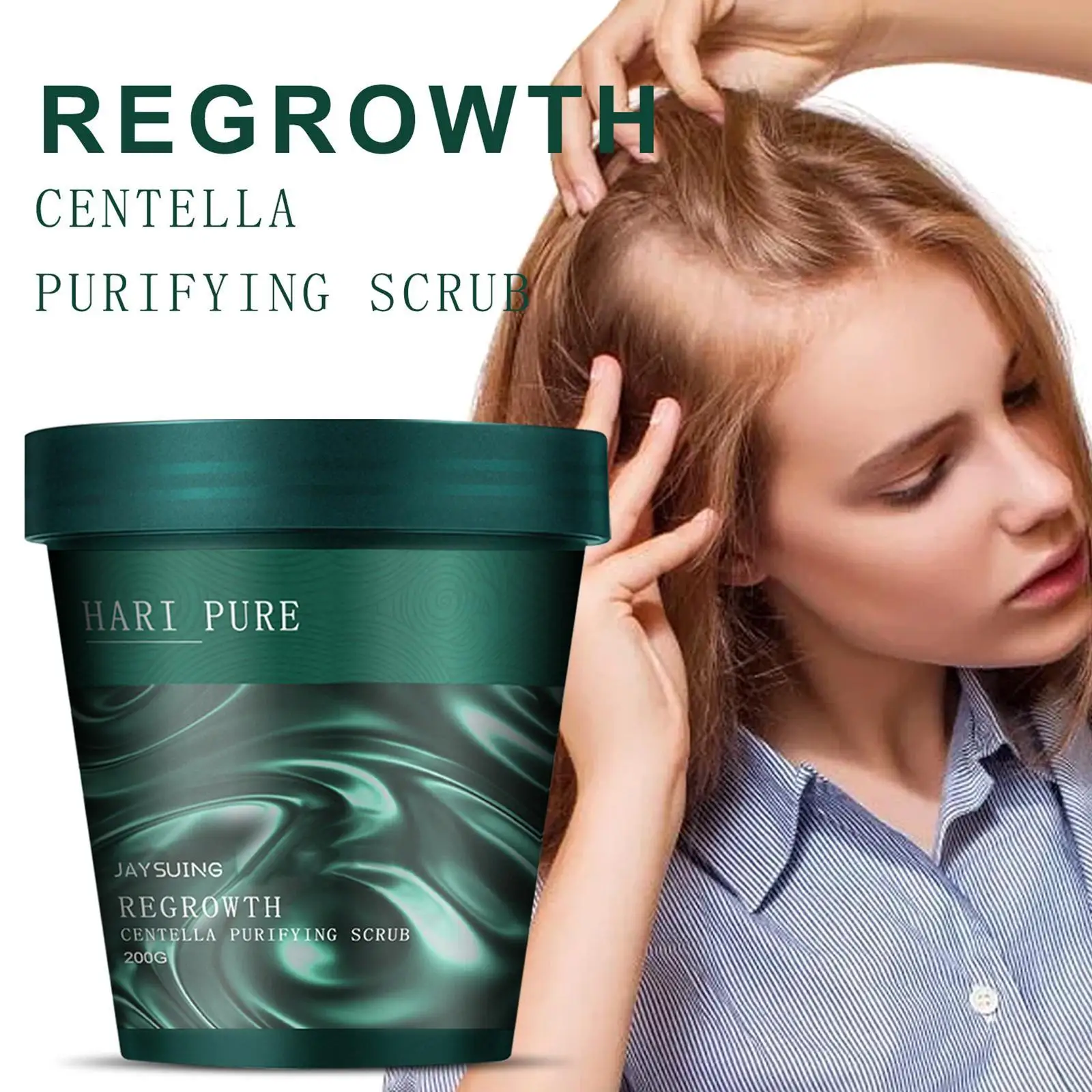 HariPure ReGrowth Centella Purifying Scrub Dropshipping Centella Asiatica Scalp Care Hair Shampoo Soothing Hair Vitamins 200ML
