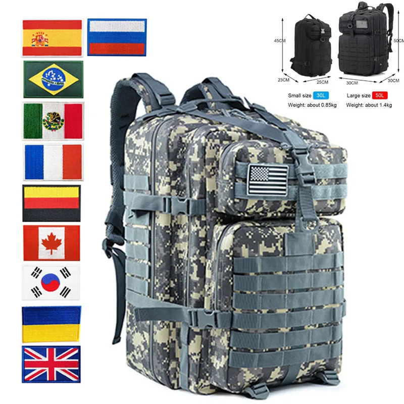 

30L/50L Men Hiking Backpack Men Tactical Military Hiking Bag Travel Camping Camouflage Rucksack Climbing Hunting Equipment Pack