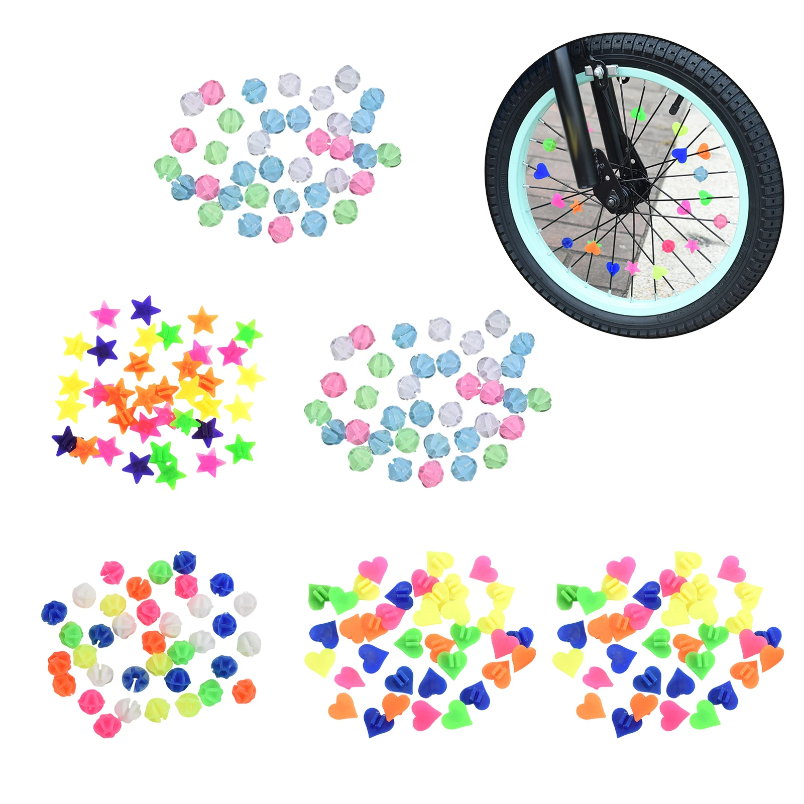 

6bags Bicycle Spoke Decoration DIY Star Moon Kids Bike Funny Colourful Clicker