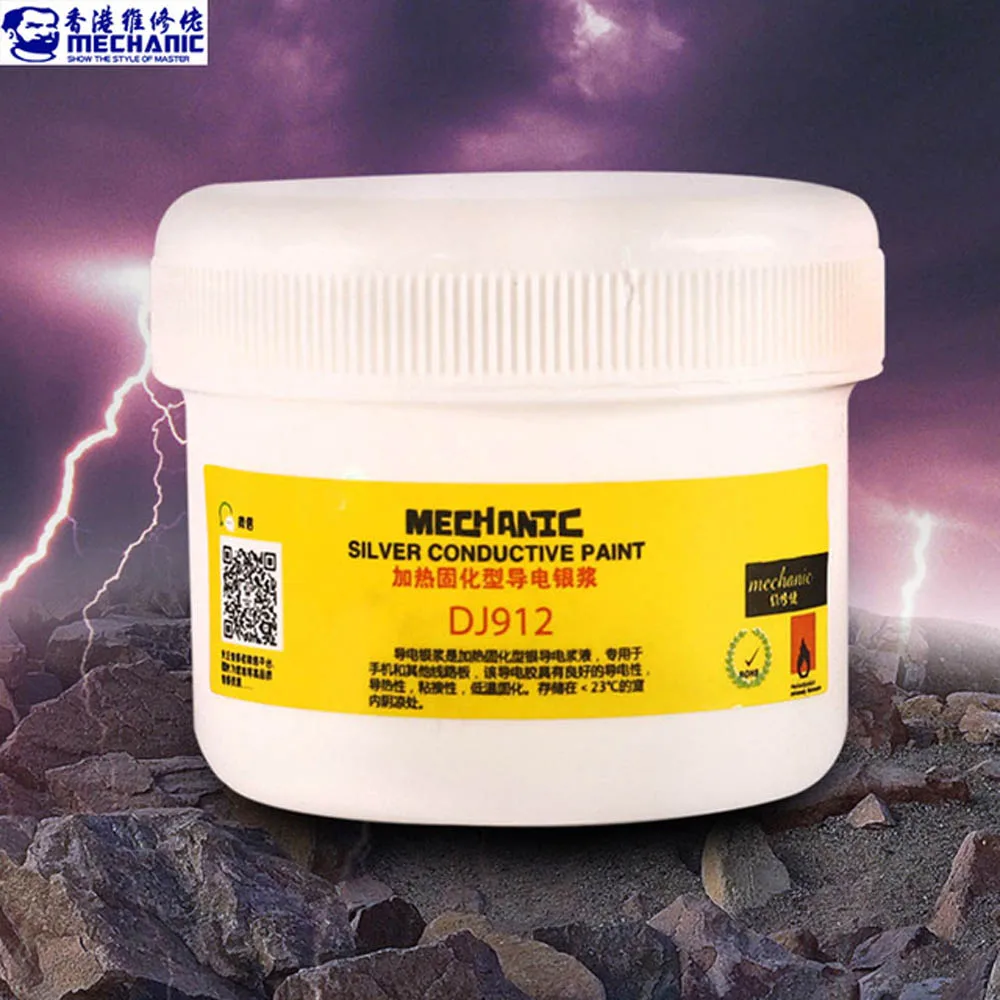 

Электропроводящий клей для проводов MECHANIC DJ912, 100 г, серебро 100% пробы, электропаста, клейкая краска, инструменты для ремонта печатных плат