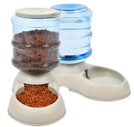 

Pet Feeder and Water Food Dispenser Automatic for Dogs Cats, Gravity Refill, Easily Clean, Self Feeding for Small Large Pets Pup
