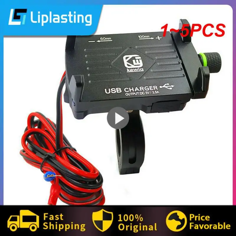 

1~5PCS Motorcycle Mobile Phone Holder With USB Charger For Motorbike Handlebar GPS Stand Bracket 6.5'' Cell Phone Mount Support