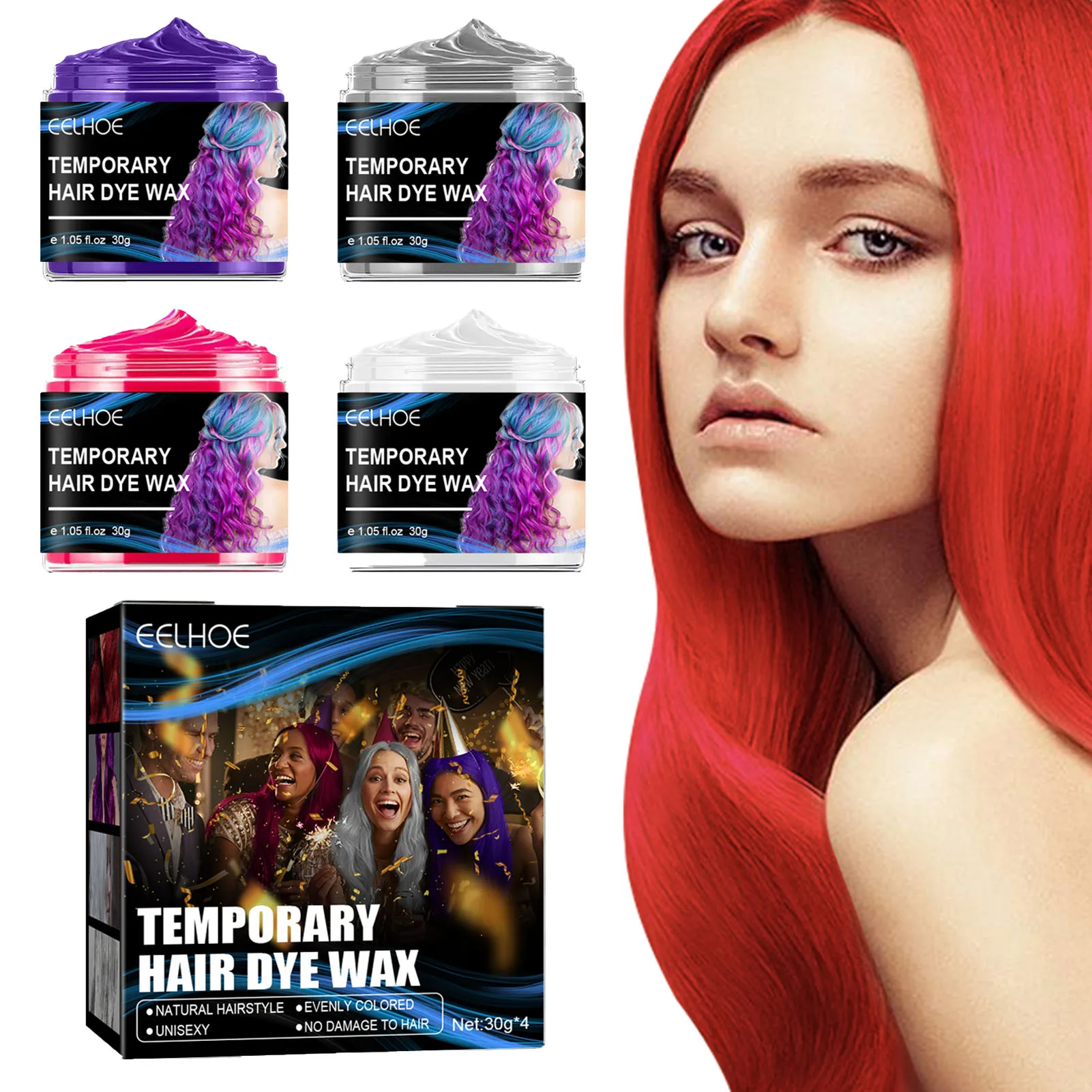 

Набор для временного окрашивания волос, Детская многофункциональная краска для волос ed, воск для бороды, Окрашивание шерсти животных, 4 цвет...